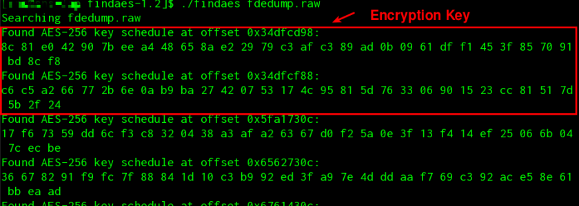 Breaking Full Disk Encryption from a Memory Dump