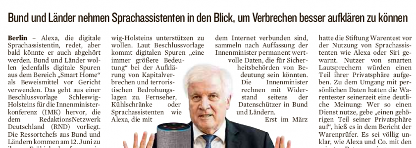 Polizei will bei Alexa mithören